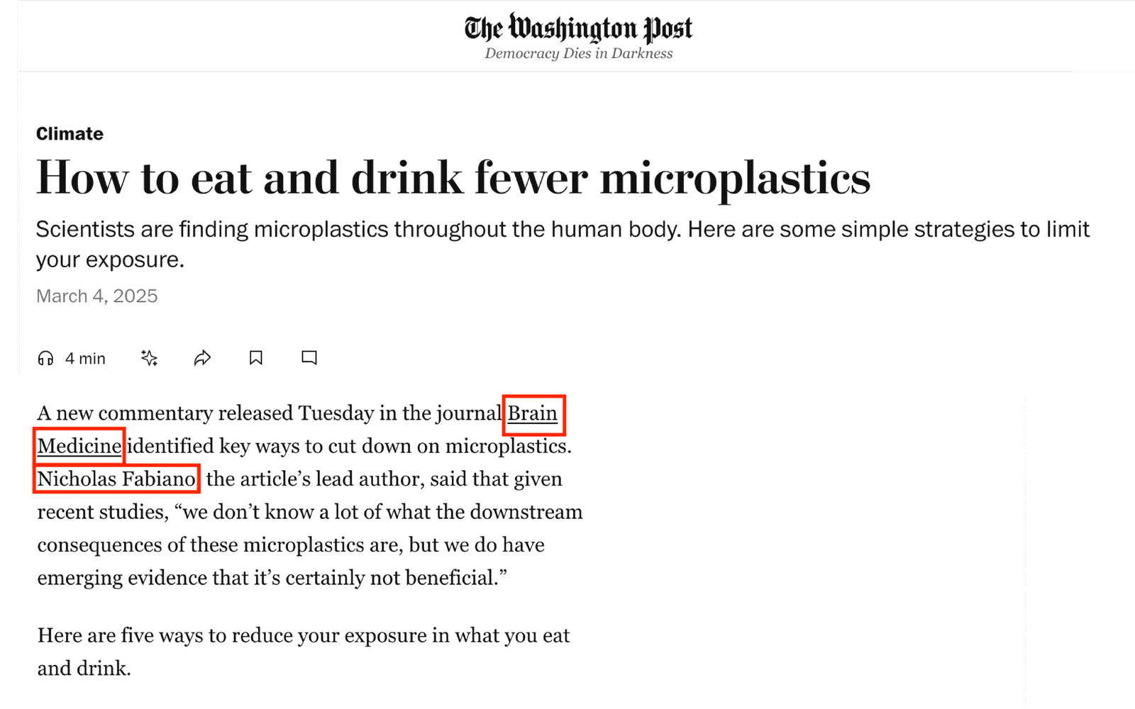 Washington Post featuring Brain Medicine research