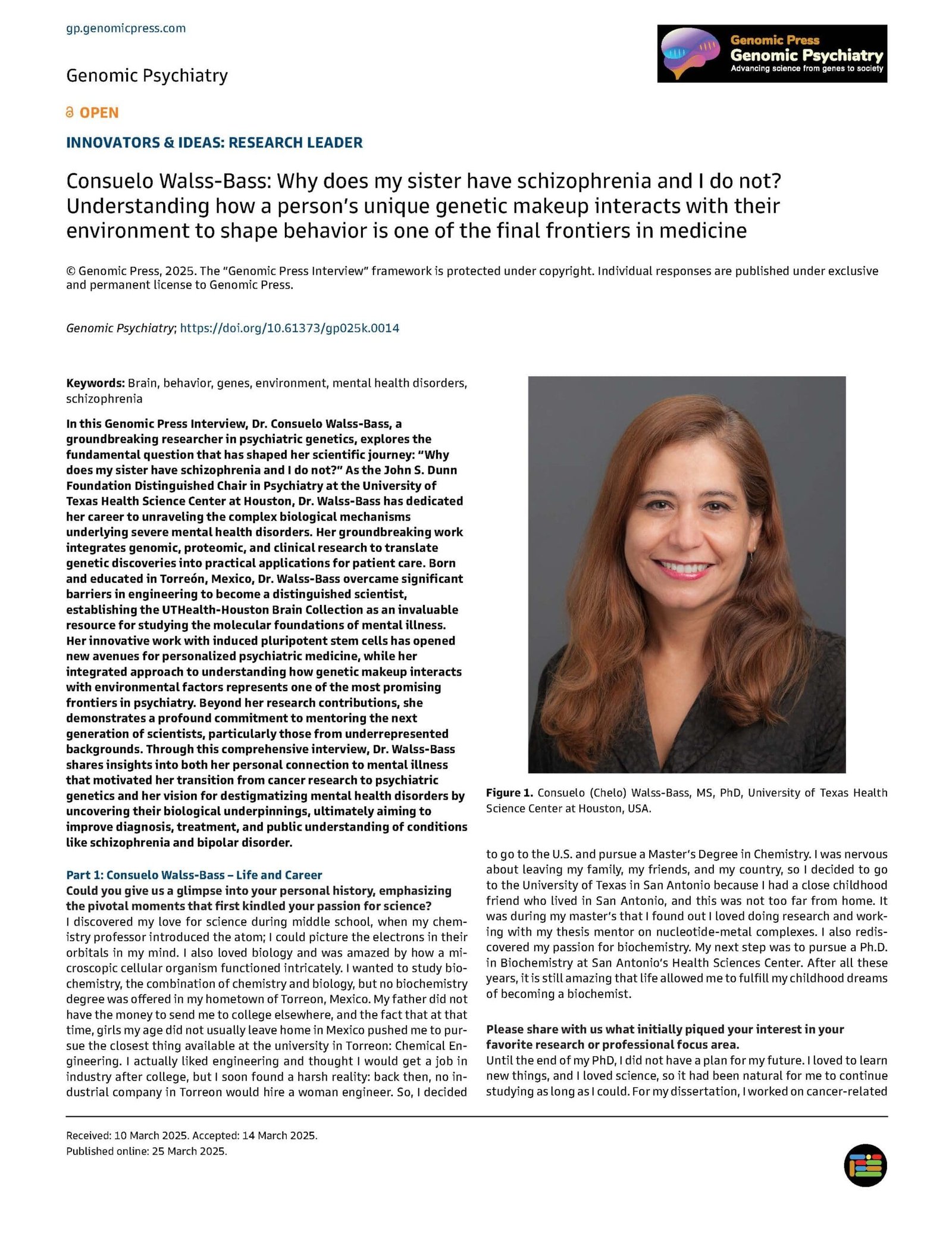 Intervista di Genomic Psychiatry a Consuelo Walss-Bass