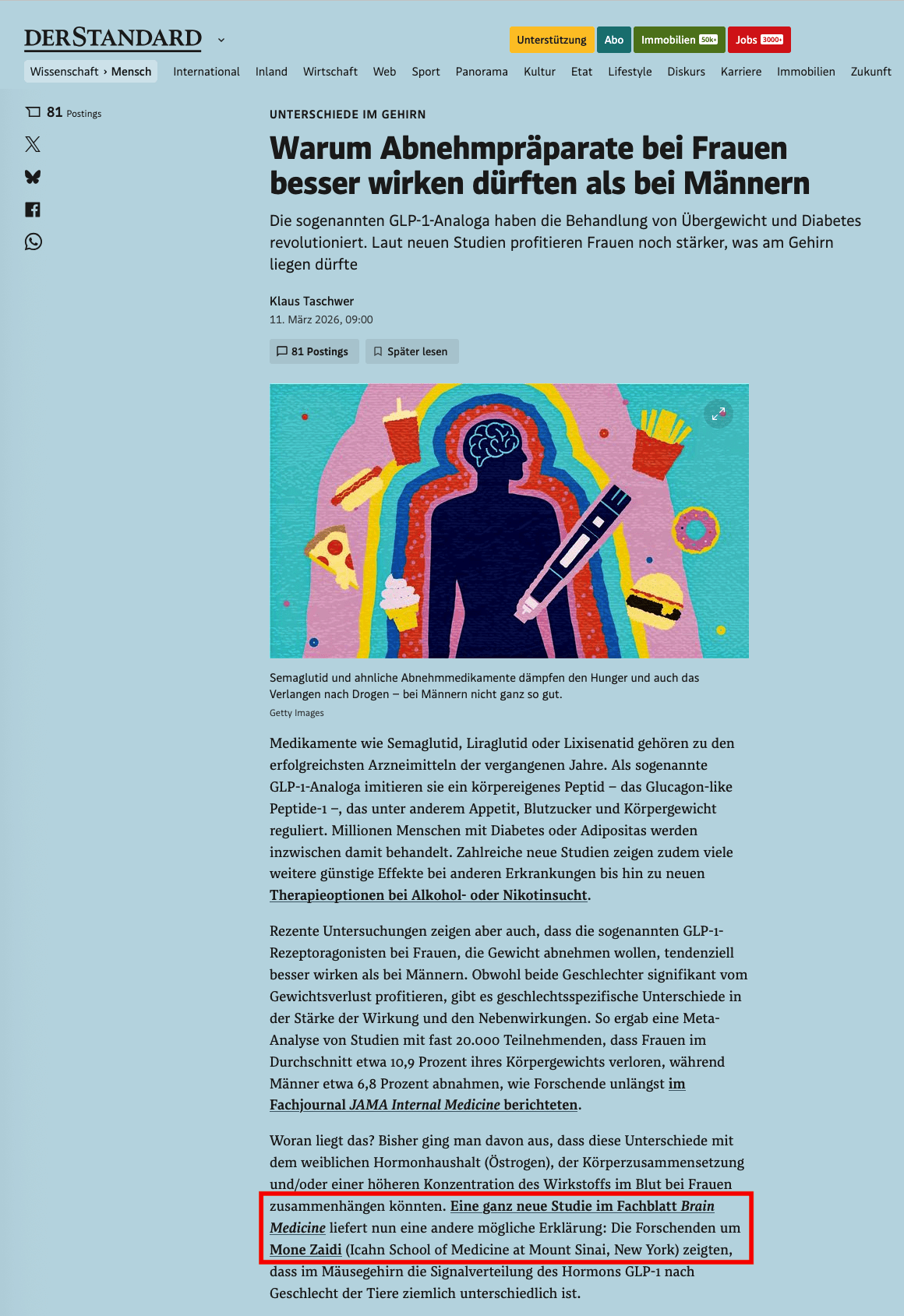 Der Standard featuring Mone Zaidi research